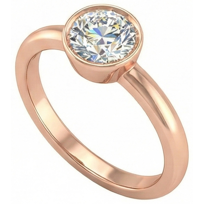 Rose Gold Solitaire Ring Round Old Cut Natural Earth Mined Diamond Bezel Set 1.50 Carats