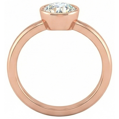 Rose Gold Solitaire Ring Round Old Cut Natural Earth Mined Diamond Bezel Set 1.50 Carats