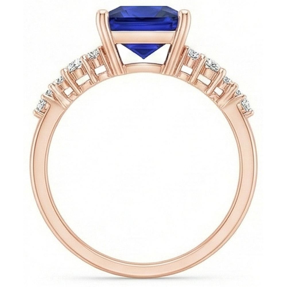 natural round sapphire 3.75ct ring on white background
