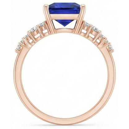 natural round sapphire 3.75ct ring on white background