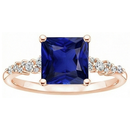 natural round sapphire 3.75ct ring top view