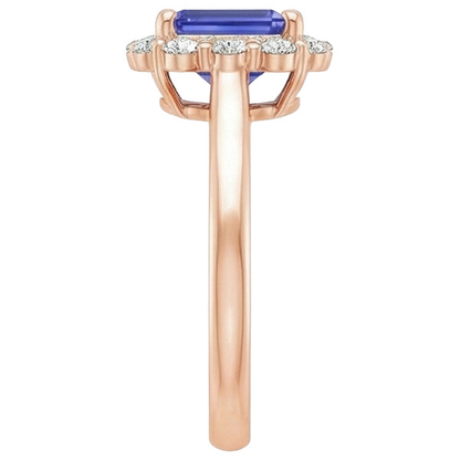 Rose Gold Women's Halo Ceylon Sapphire Emerald & Natural Earth Mined Diamond Ring 4 Carats
