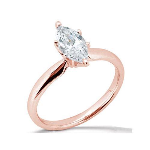 Rose Gold Marquise 1.5 Carats Lab Grown Diamond Solitaire Engagement Ring