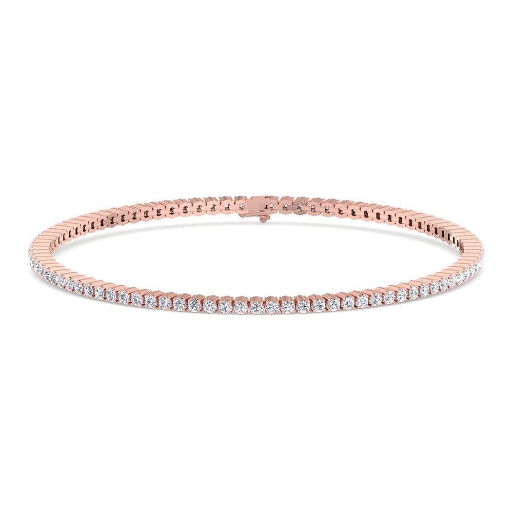 Rose Gold 10K Round Cut 7.80 Carats Lab Grown Diamonds Tennis Bracelet