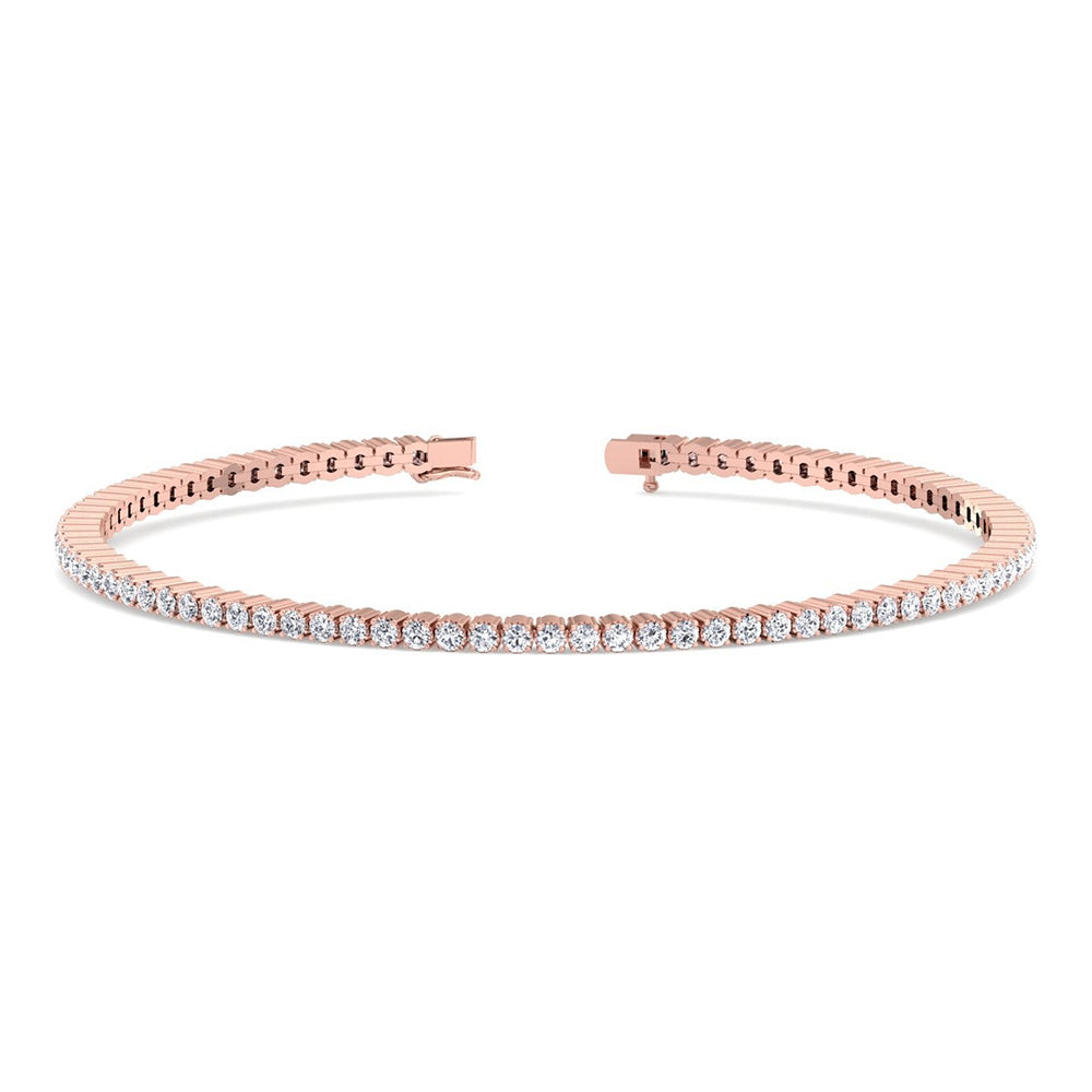 Rose Gold 10K Round Cut 7.80 Carats Lab Grown Diamonds Tennis Bracelet