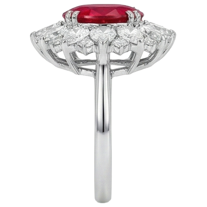 Round And Pear Cut Diamonds With Ruby IGI CERTIFIED Ring 17.75 Ct White Gold 14K