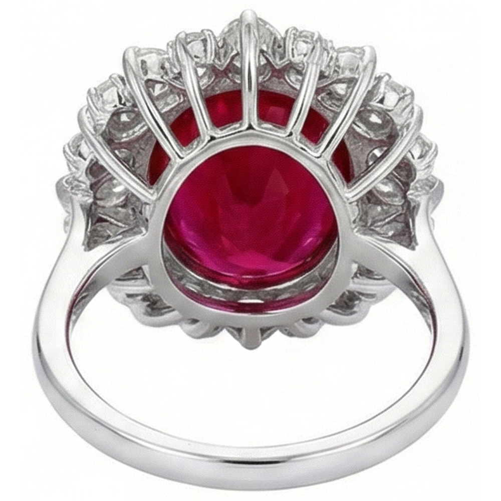 Round And Pear Cut Diamonds With Ruby IGI CERTIFIED Ring 17.75 Ct White Gold 14K