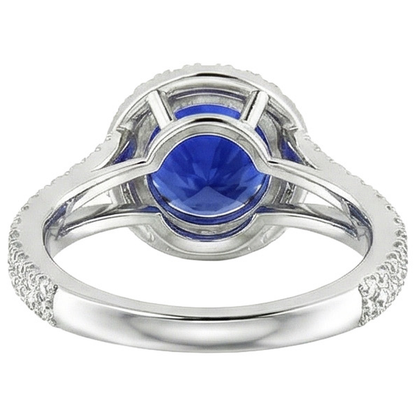 Round Blue Sapphire & Halo Natural Earth Mined Diamond Engagement Ring 10 Carats New