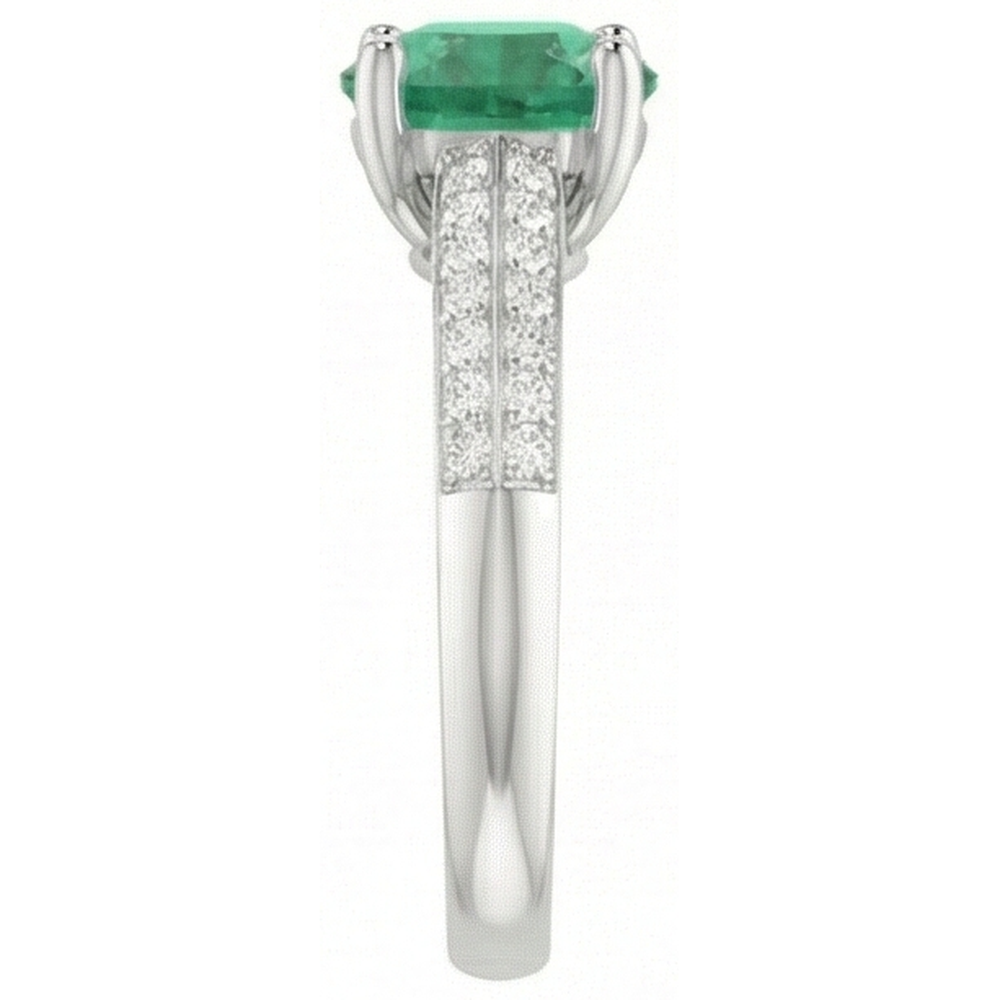 Round Cut 2.60 Ct. Green Emerald GIA And Natural Earth Mined Diamonds Anniversary Ring White Gold