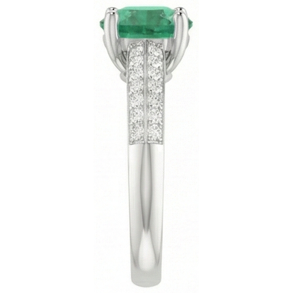 Round Cut 2.60 Ct. Green Emerald GIA And Natural Earth Mined Diamonds Anniversary Ring White Gold