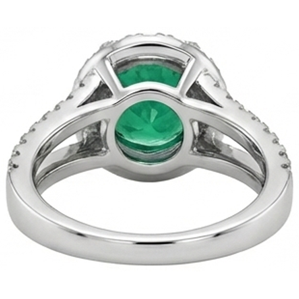 Round Cut 3.80 Ct. Green Emerald GIA And Natural Earth Mined Diamonds Wedding Ring Gold White 14K