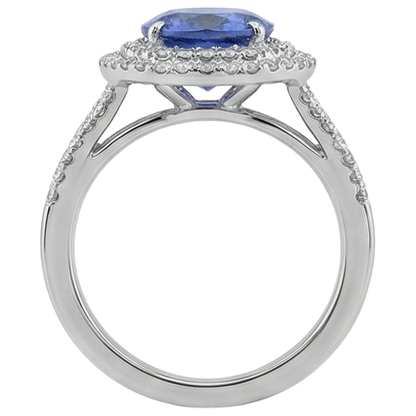 Round Cut 4.20 Carats Tanzanite And Natural Earth Mined Diamonds Wedding Ring 14K Wg