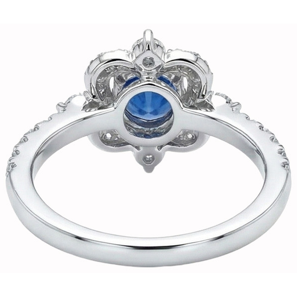 Round Cut 4.30 Ct Sri Lanka Blue Sapphire Natural Earth Mined Diamonds Fancy Ring