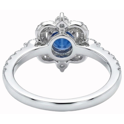 Round Cut 4.30 Ct Sri Lanka Blue Sapphire Natural Earth Mined Diamonds Fancy Ring