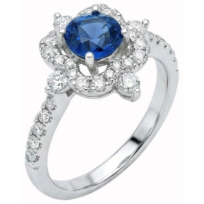 Round Cut 4.30 Ct Sri Lanka Blue Sapphire Natural Earth Mined Diamonds Fancy Ring