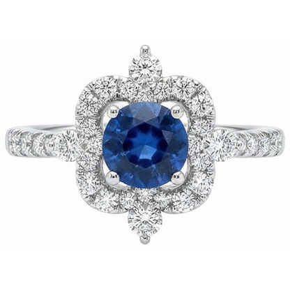 Round Cut 4.30 Ct Sri Lanka Blue Sapphire Natural Earth Mined Diamonds Fancy Ring