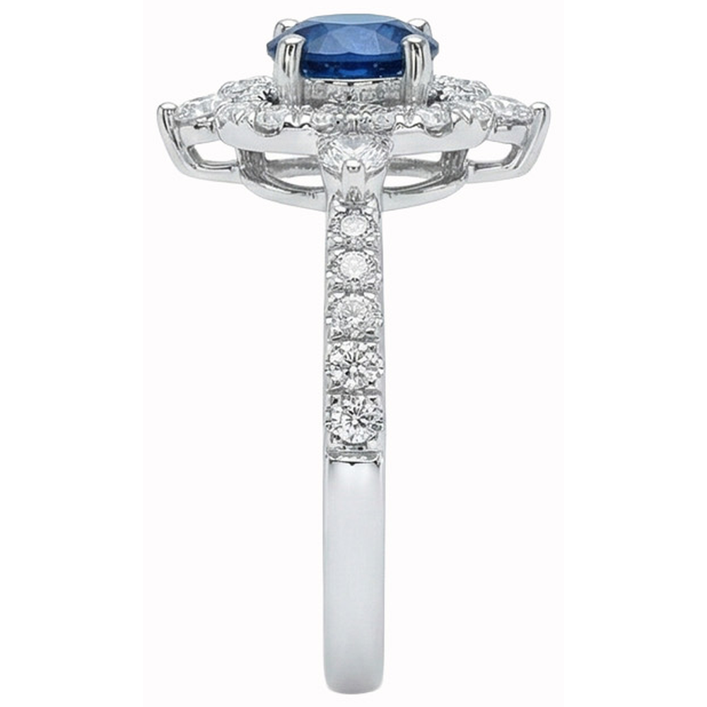 Round Cut 4.30 Ct Sri Lanka Blue Sapphire Natural Earth Mined Diamonds Fancy Ring