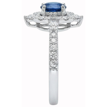Round Cut 4.30 Ct Sri Lanka Blue Sapphire Natural Earth Mined Diamonds Fancy Ring