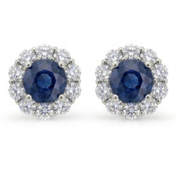 Lab Grown Sapphire Earring 4.50ct - White Gold 14K