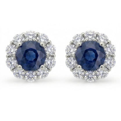 lab grown round sapphire 4.50ct earring front view