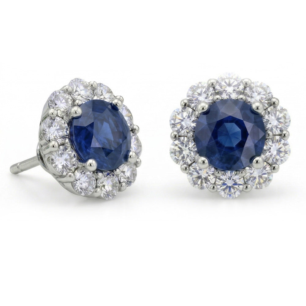lab grown round sapphire 4.50ct earring side angle