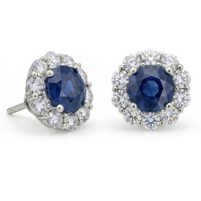 lab grown round sapphire 4.50ct earring side angle