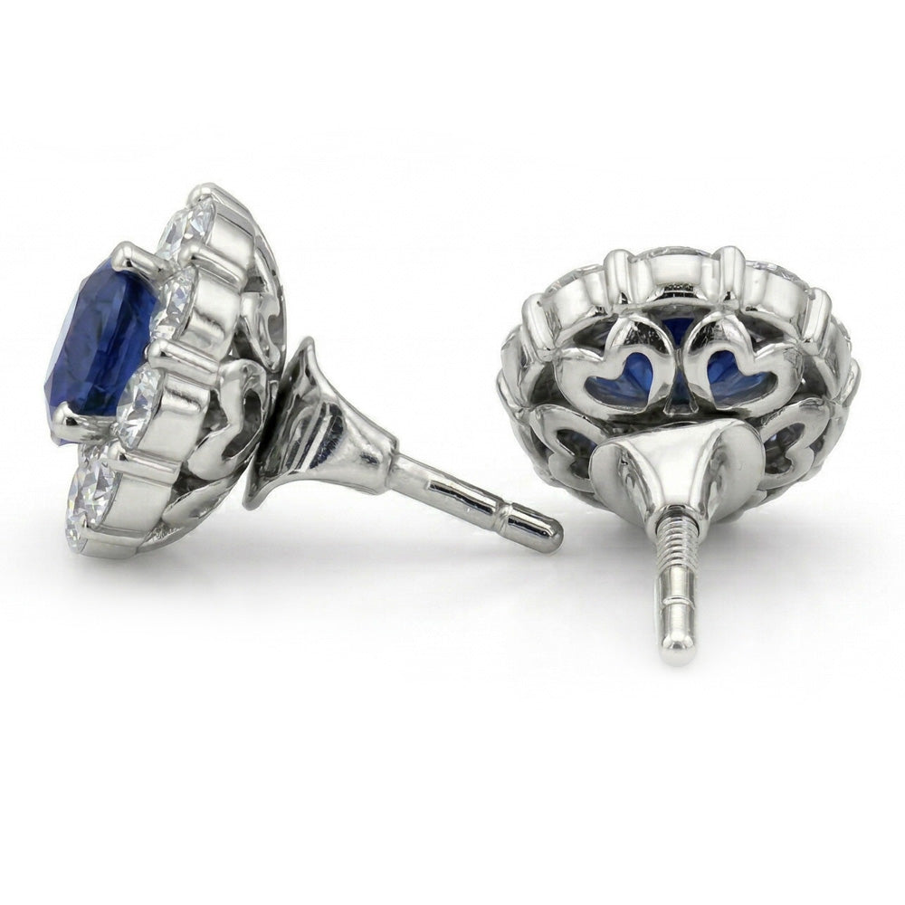 lab grown round sapphire 4.50ct earring close up detail