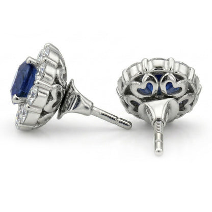 lab grown round sapphire 4.50ct earring close up detail
