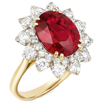 Round Cut 4.50 Ct Ruby And Natural Earth Mined Diamonds Ring Prong Set Gold Yellow 14K