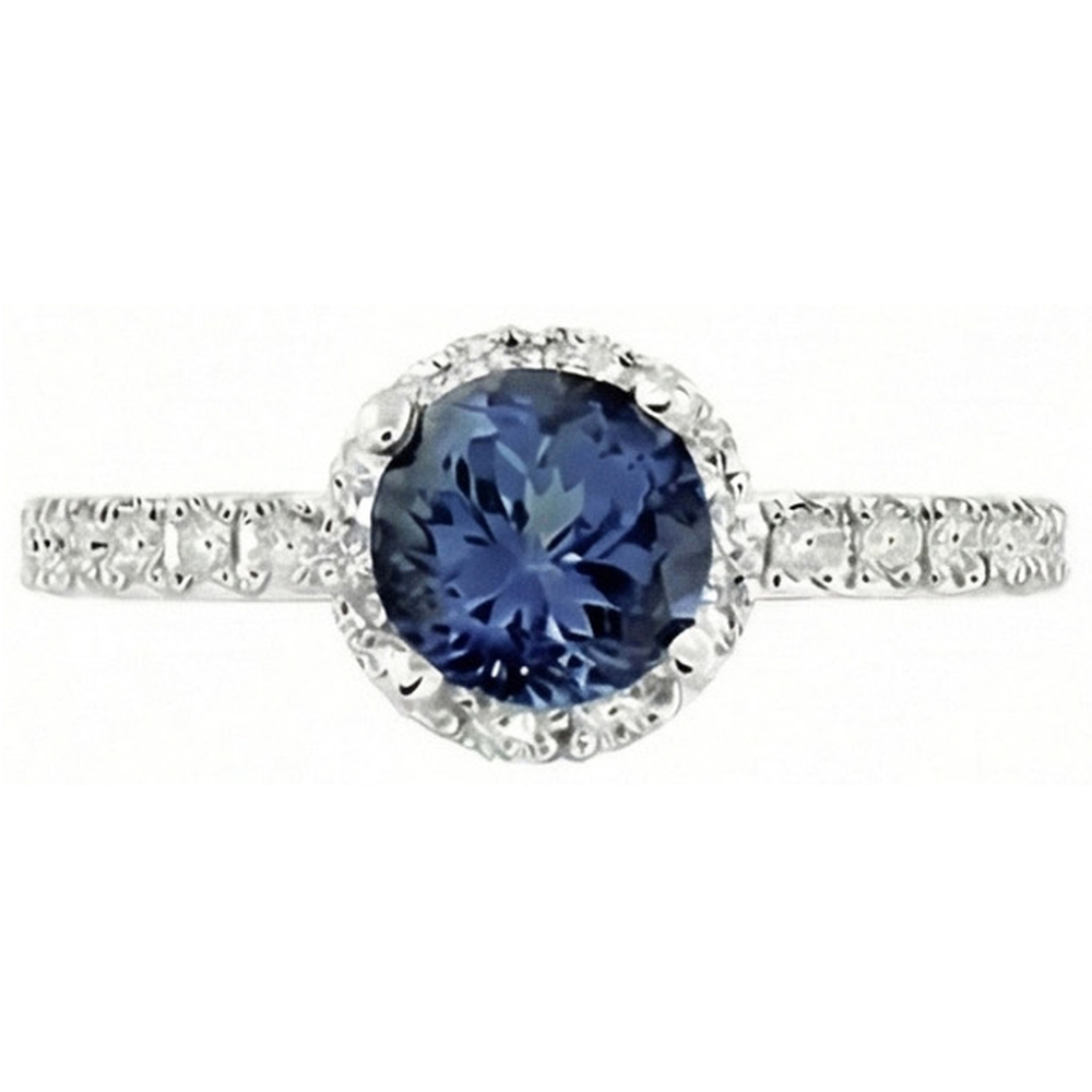 Natural Real ( Not Lab Grown )  Round Cut 4 Carats Ceylon Sapphire Wedding Ring White Gold 14K