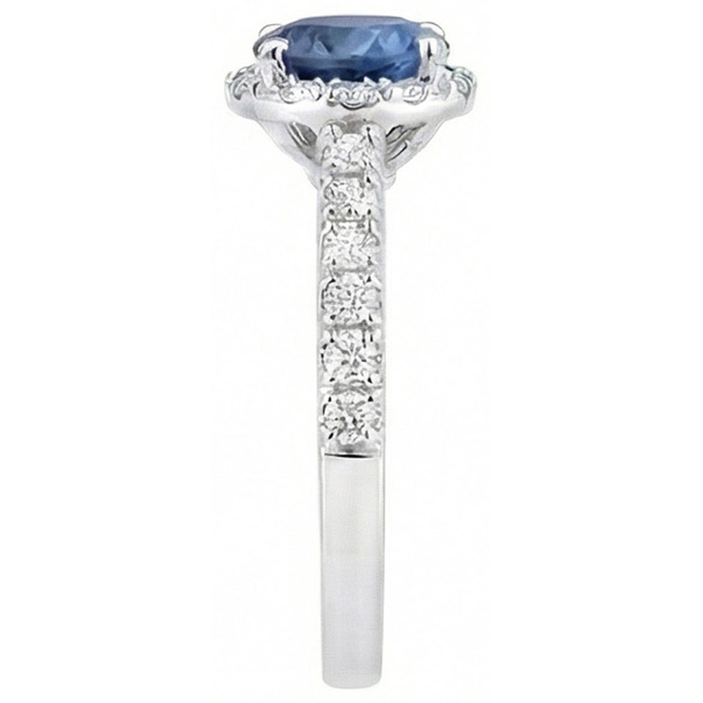 Natural Real ( Not Lab Grown )  Round Cut 4 Carats Ceylon Sapphire Wedding Ring White Gold 14K