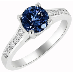 Natural Sapphire Ring 2.80ct - White Gold 14K