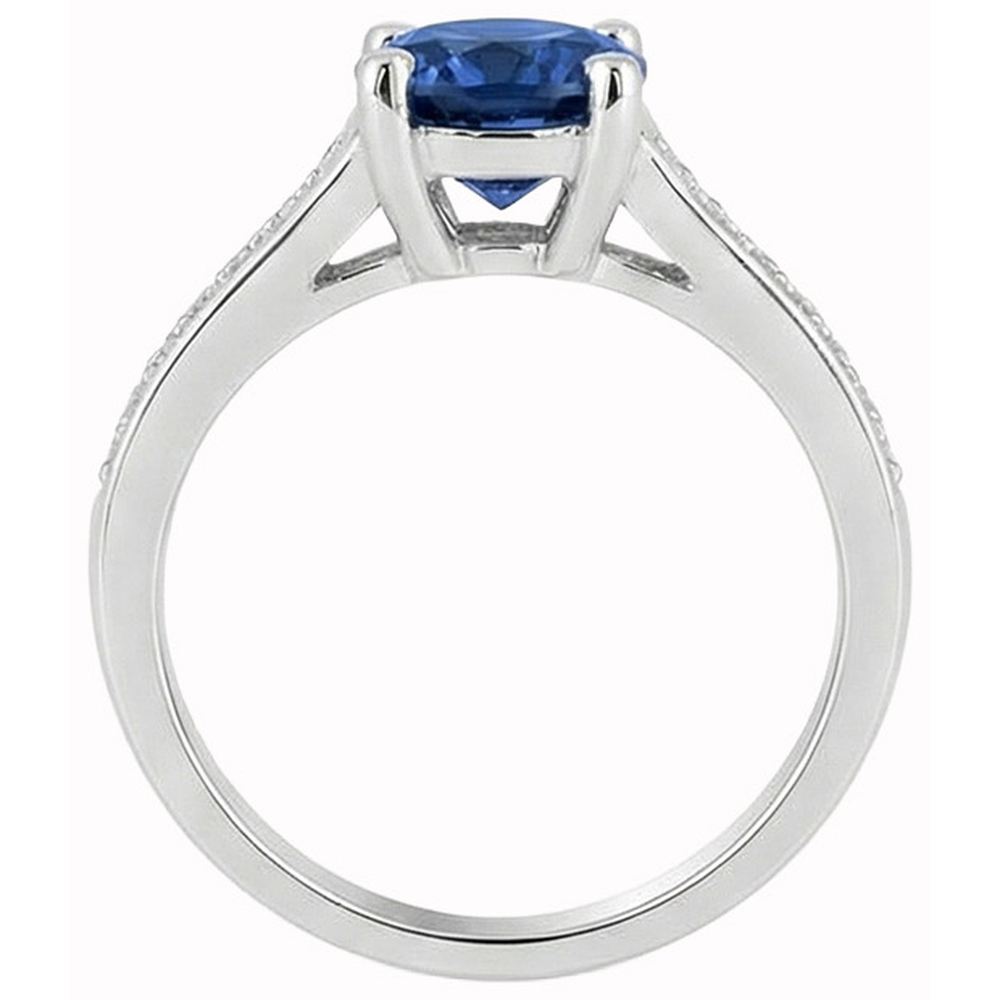 natural round sapphire 2.80ct ring profile view