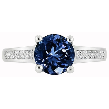 natural round sapphire 2.80ct ring side angle