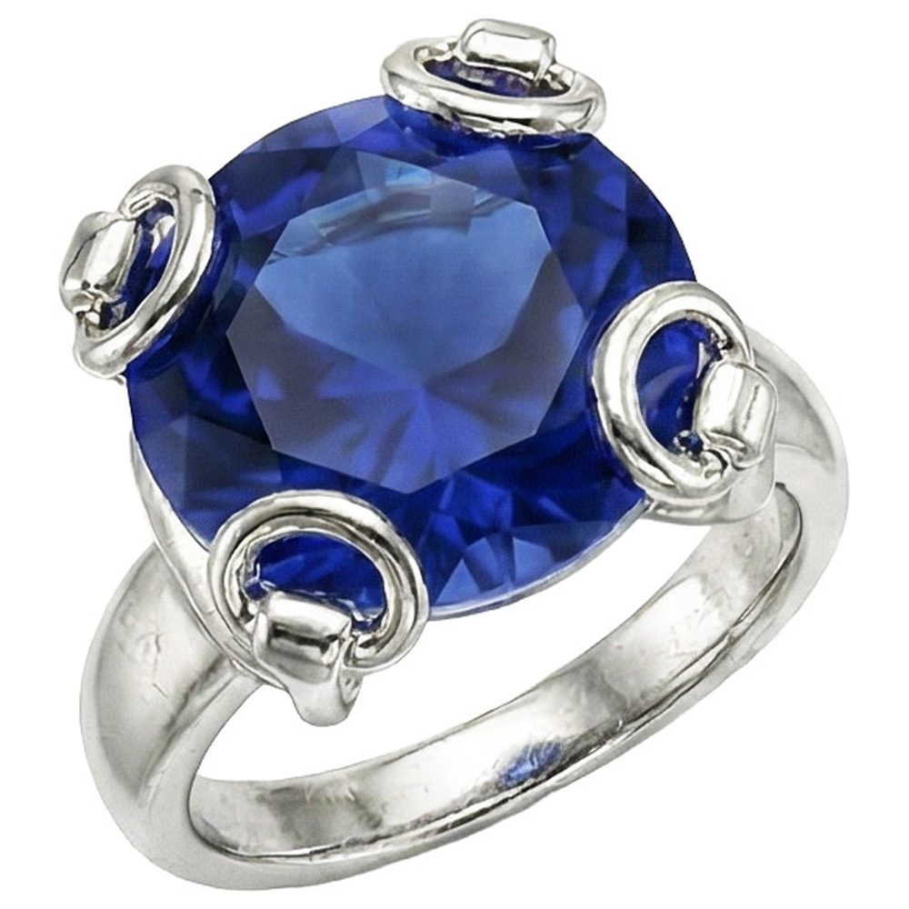 natural round sapphire 7.01ct ring front view