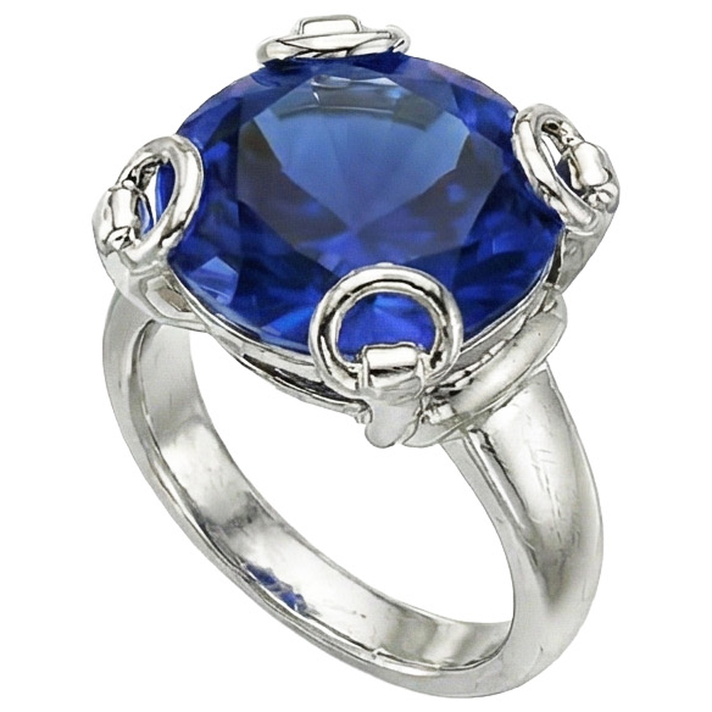 natural round sapphire 7.01ct ring side angle