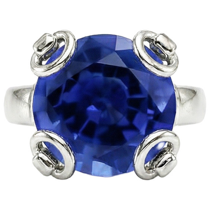 natural round sapphire 7.01ct ring close up detail