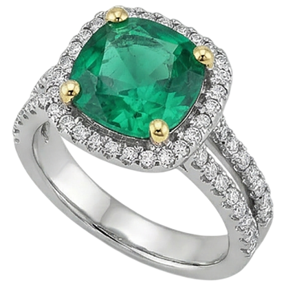 natural round emerald 4ct ring side angle