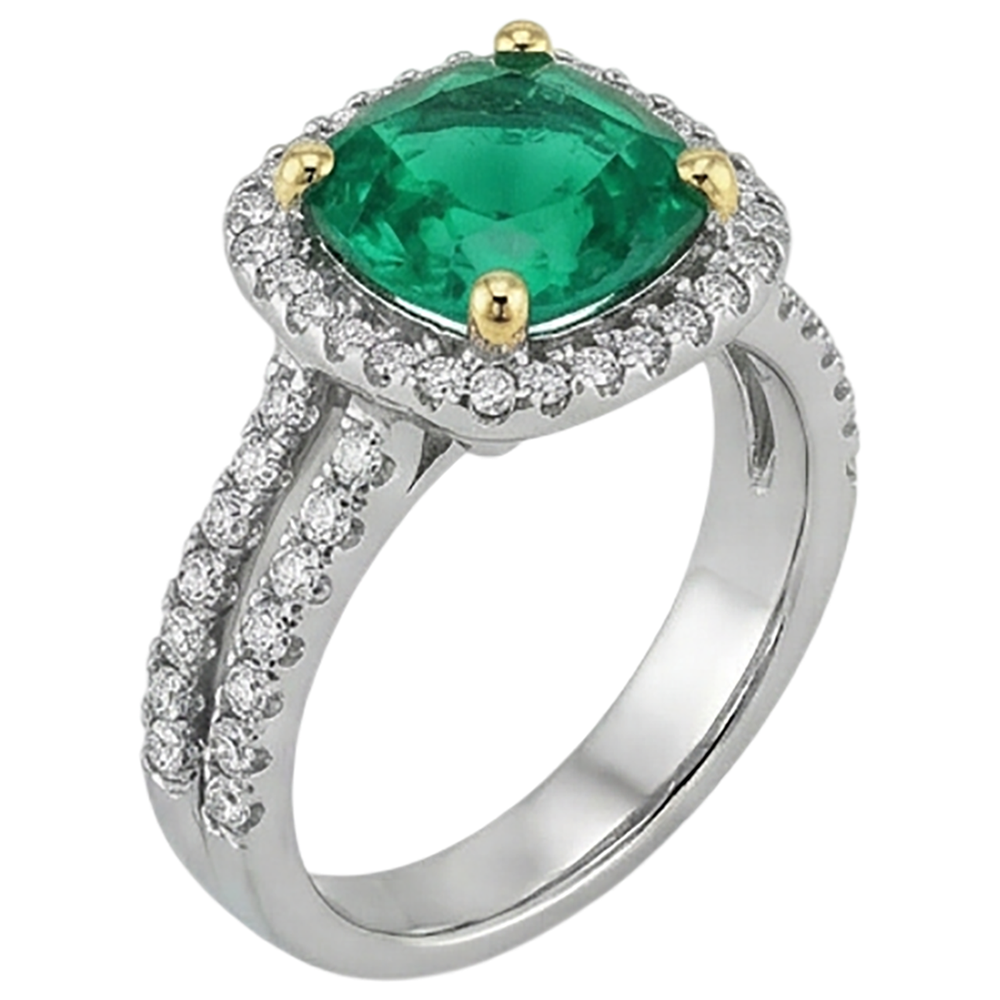 natural round emerald 4ct ring profile view