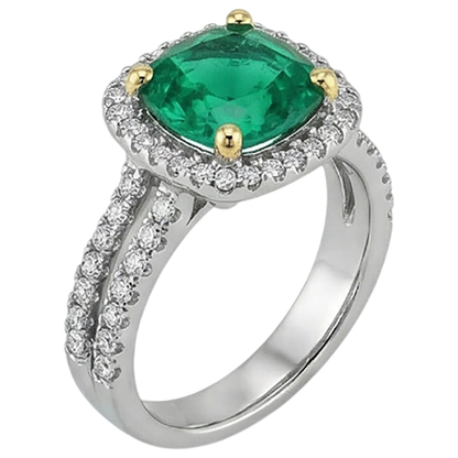 natural round emerald 4ct ring profile view