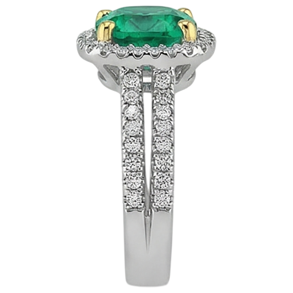 natural round emerald 4ct ring with diamond accents