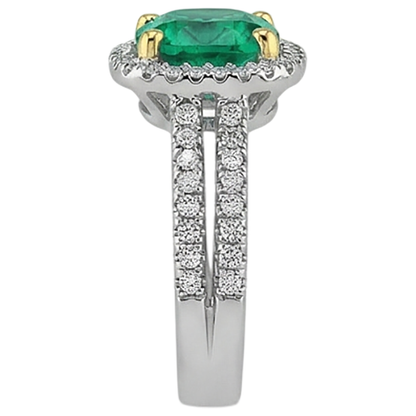 natural round emerald 4ct ring with diamond accents