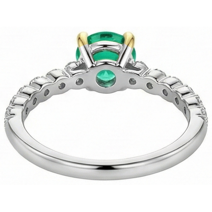 Natural Real ( Not Lab Grown ) Round Cut Diamond Green Emerald GIA Ring
