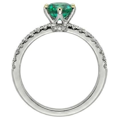 Natural Real ( Not Lab Grown ) Round Cut Gemstone Ring AAA Green Emerald GIA
