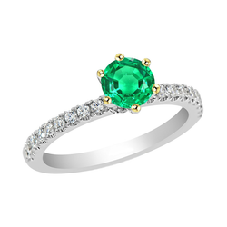 Round Cut Gemstone Ring AAA Green Emerald