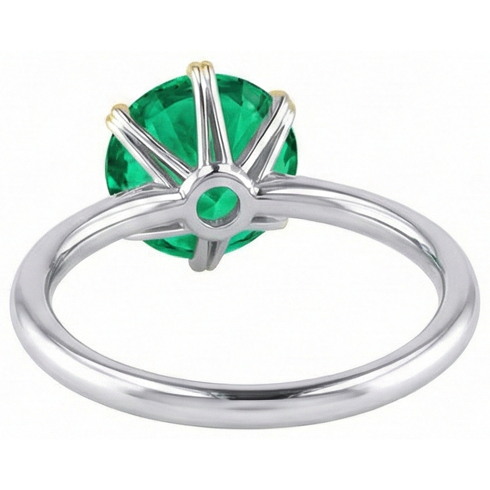 Natural Real ( Not Lab Grown ) Round Cut Genuine Green Emerald GIA Solitaire Ring