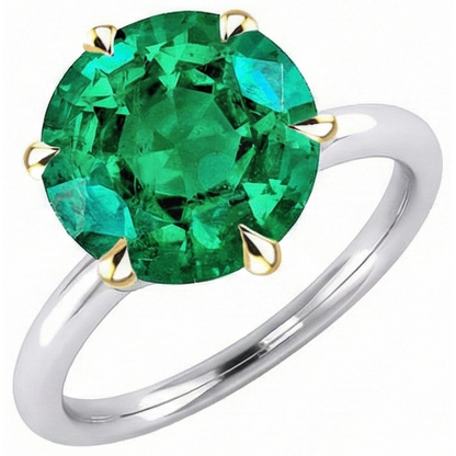 Natural Real ( Not Lab Grown ) Round Cut Genuine Green Emerald GIA Solitaire Ring