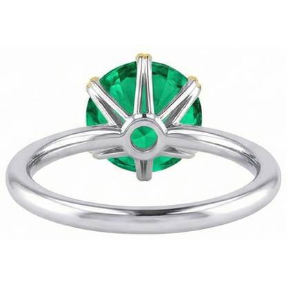 Natural Real ( Not Lab Grown ) Round Cut Genuine Green Emerald GIA Solitaire Ring