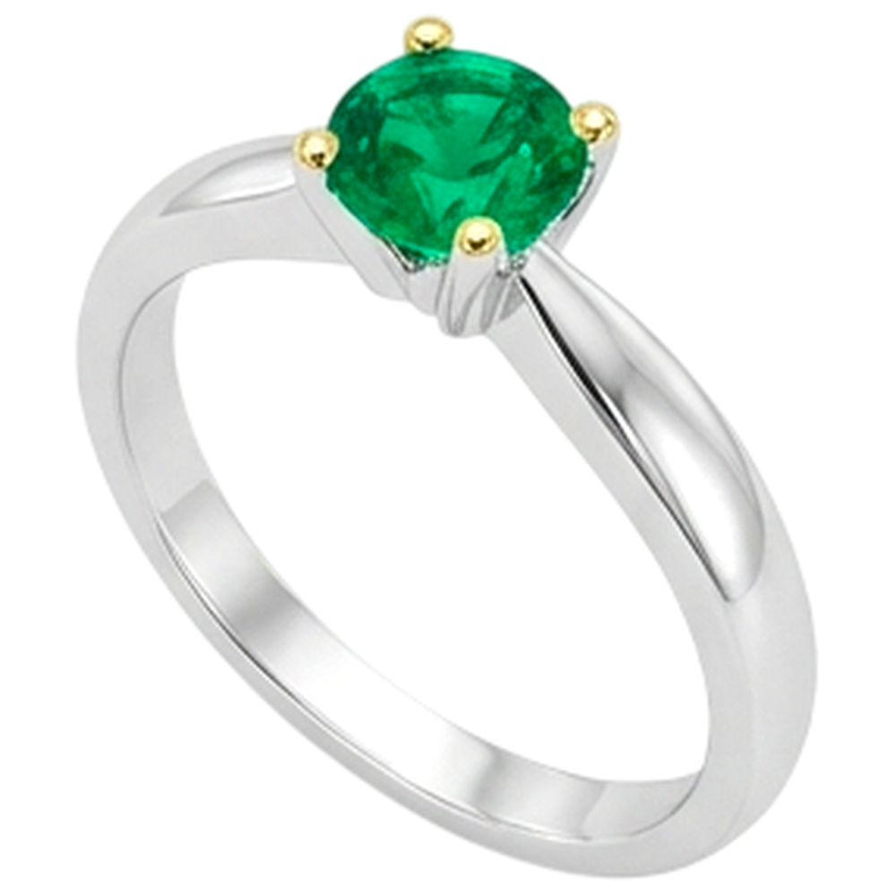 Natural Real ( Not Lab Grown ) Round Cut Green Emerald GIA Ring Casual Gold 14K