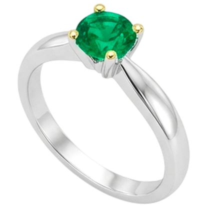 Natural Real ( Not Lab Grown ) Round Cut Green Emerald GIA Ring Casual Gold 14K